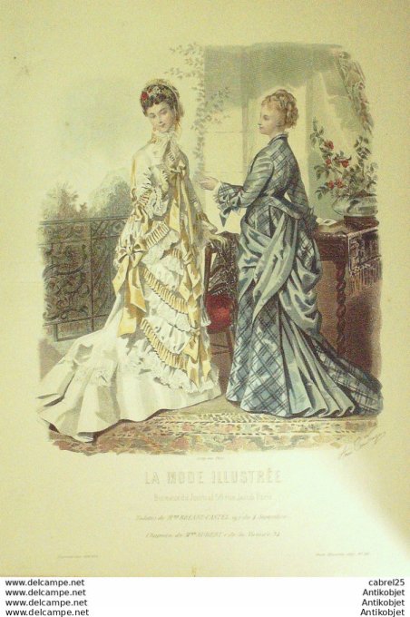 Gravure de mode La Mode illustrée 1875 n°26 (Maison Bréant-Castel)