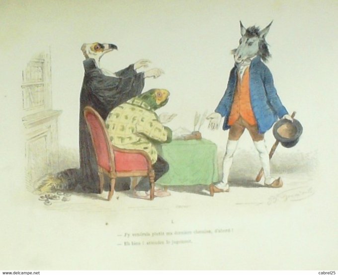 Grandville "Les Métamorphoses du jour" IB Cheval Tortue Aigle 1847