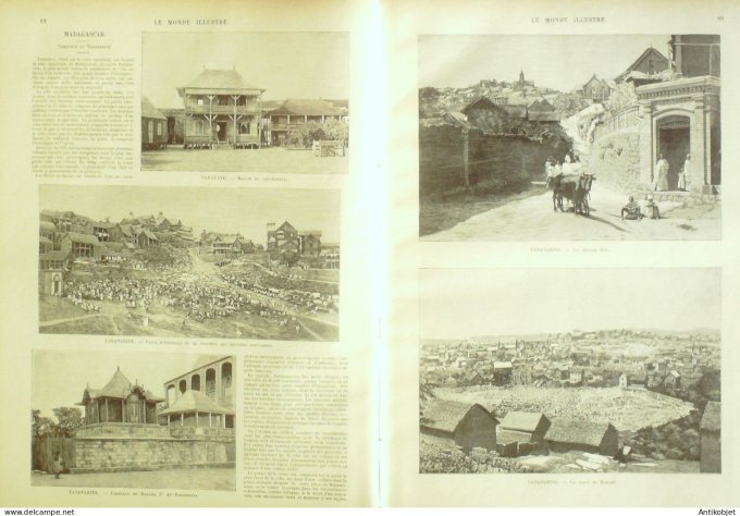 Le Monde illustré 1894 n°1923 Madagascar Tamatave Tananarive Radama I & Roseherina Italie Bersaglier