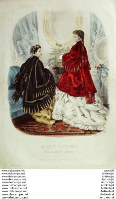 Gravure Mode illustree 1869 #  6 (Old Fashion plate)