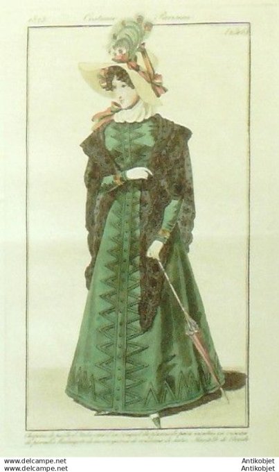 Gravure Mode Costume Parisien 1825 # 2316 (eau forte old Fashion plate