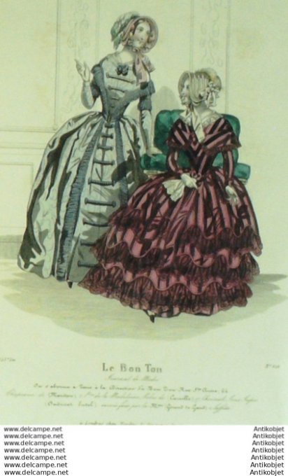 Gravure Mode Le Bon Ton 1841 # 626 (aquarelle old fashion plate)