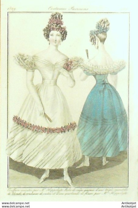 Costume Parisien 1829 # 2670 Robes de crêpe mantille