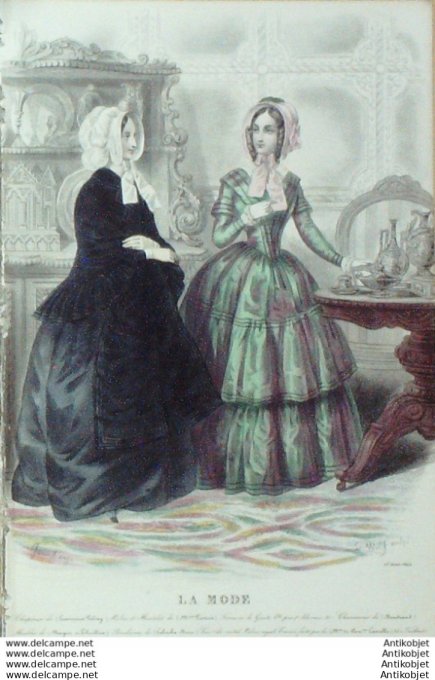 Gravure La mode 1844 # 22 (aquarelle old Fashion plate)
