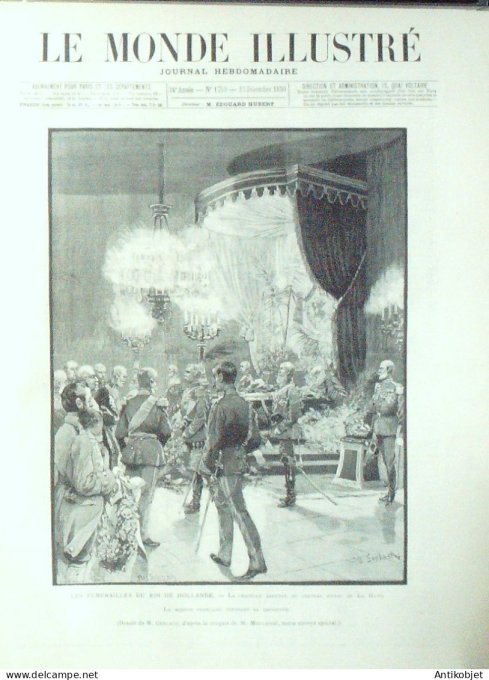 Le Monde illustré 1890 n°1759 Chicago Francs-Maçons Pays-Bas La Haye Delft Guillaume III
