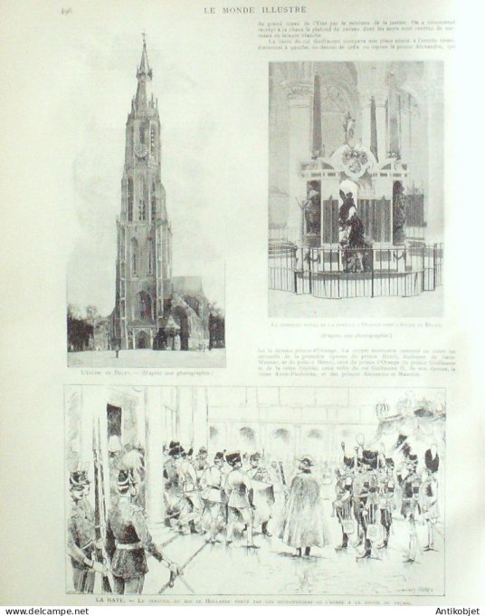 Le Monde illustré 1890 n°1759 Chicago Francs-Maçons Pays-Bas La Haye Delft Guillaume III