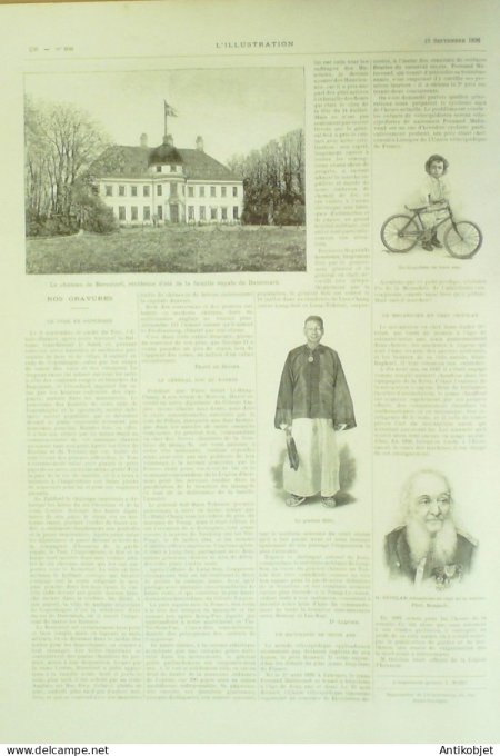 L'illustration 1896 n°2795 Danemark Copenhague Bernstorf château Tsar Mali Tombouctou