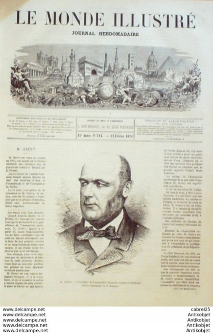 Le Monde illustré 1871 n°724 Bordeaux (33) Grevy Espagne Madrid Sevres (92) Issy Les Moulineaux (92)