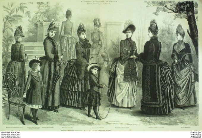 Gravure de mode La Mode illustrée (Maison Coussinet Pardessus hiver)