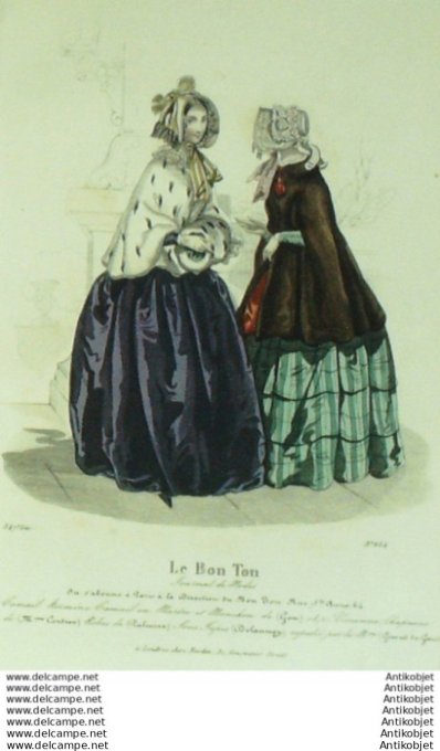 Gravure Mode Le Bon Ton 1841 # 634 (aquarelle old fashion plate)