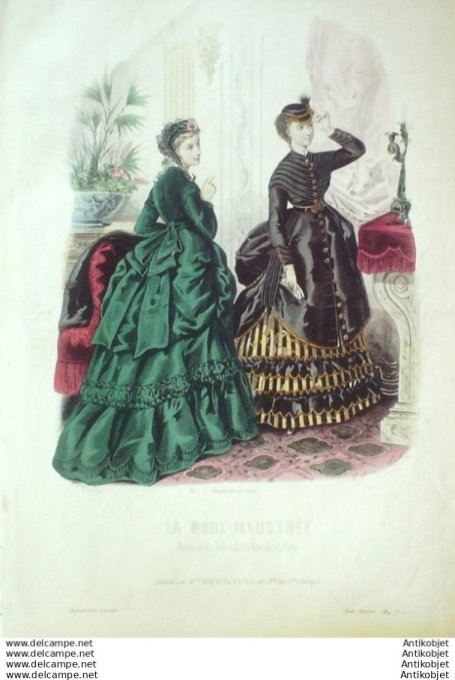 Gravure Mode illustree 1869 #  5 (Old Fashion plate)