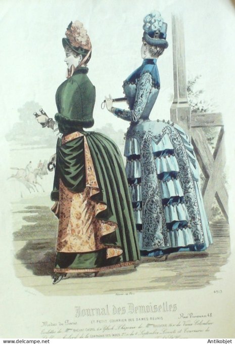 Gravure Mode J.Demoiselles 1885 # 4513 (Old Fashion plate)