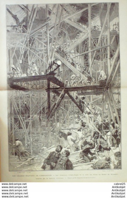 Le Monde illustré 1878 n°1100 Trocadero Expo Travaux Statue Charlemagne De Feu Rochet Usa Soldats