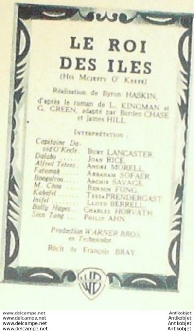 Mon Film 423 54-09-29 Le roi des Iles Burt Lancaster Philippe Ahan