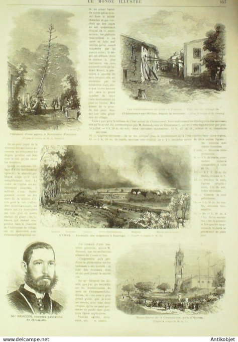 Le Monde illustré 1873 n°856 Lourdes (65) Arras (62) Th^éatre Pte St-Martin Jérusalem Mgr Braccos