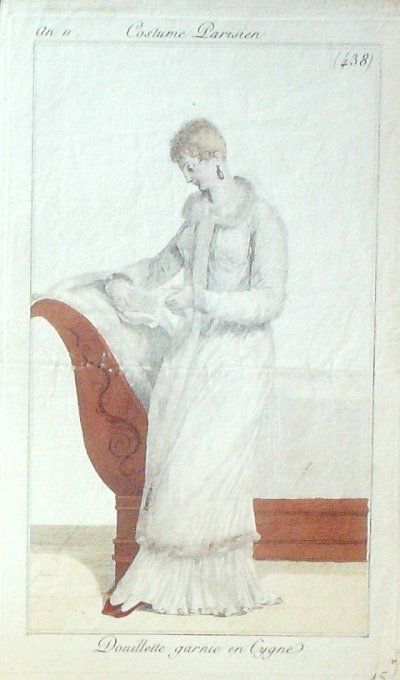 Gravure Mode Costume Parisien 1802 an 10 # 438 (eau forte old Fashion plate