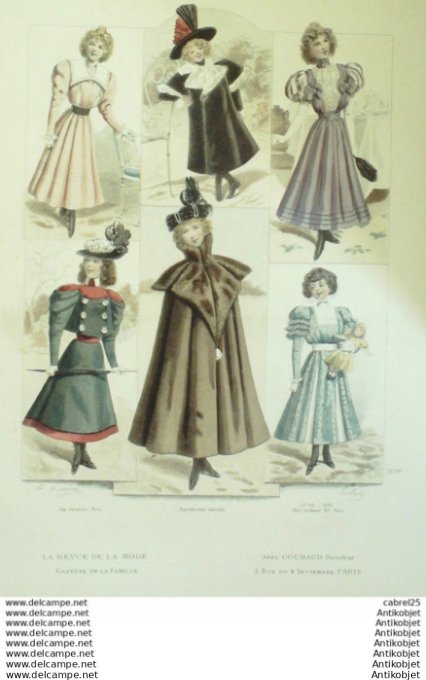 Gravure Mode La Gazette 1896 # 48 (Old Fashion plate)