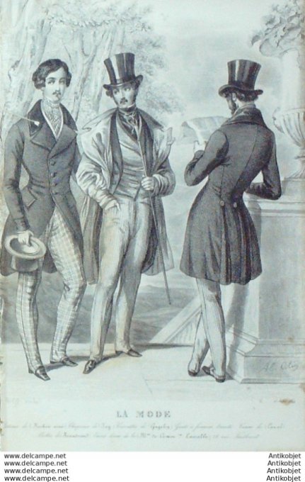 Gravure La mode 1844 # 20 (aquarelle old Fashion plate)