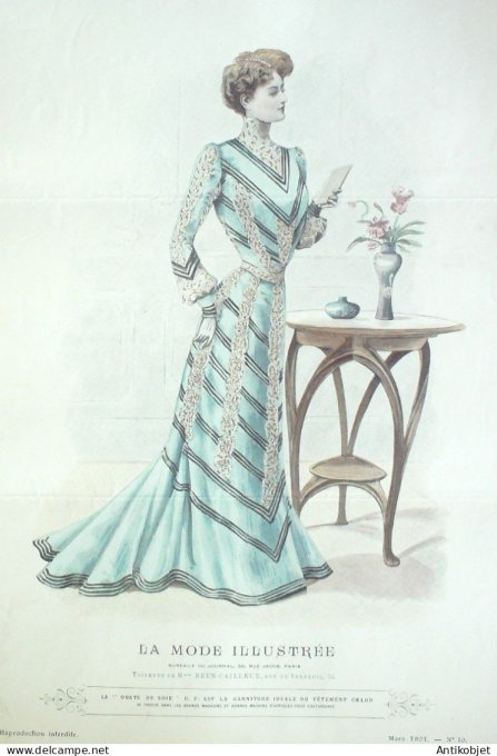 Gravure Mode illustree 1901 # 10 (Old Fashion plate) RARE