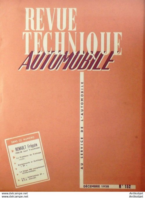 R.T Automobile Renault Frégate 56 58, infos Vespa 400 152 # 1958