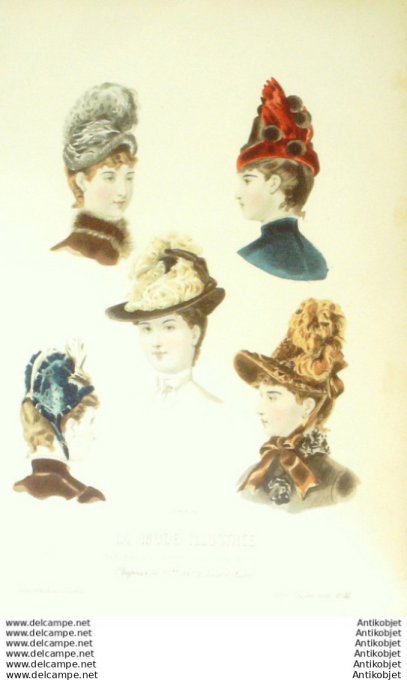 Gravure Mode illustree 1886 # 41 (Old Fashion plate)