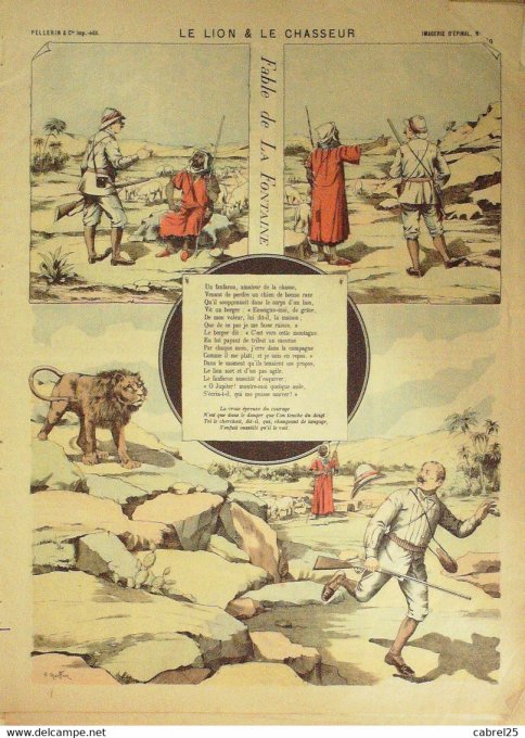 Le Lion & Le Chasseur (Pellerin d'epinal)