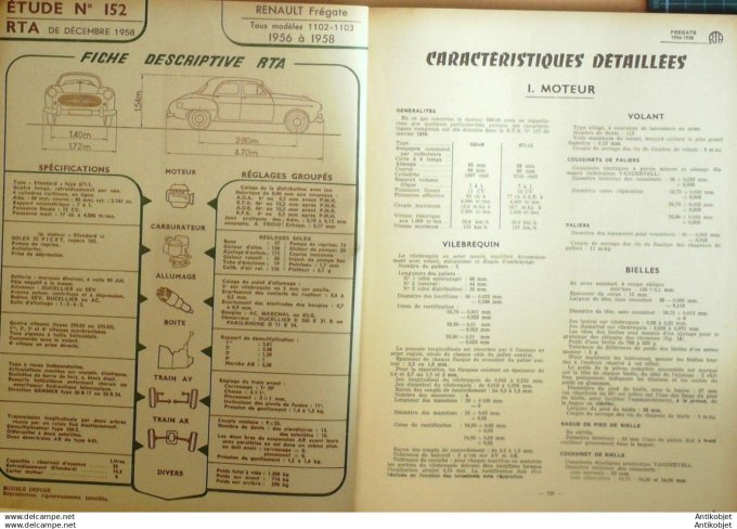 R.T Automobile Renault Frégate 56 58, infos Vespa 400 152 # 1958