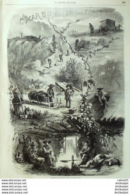 Le Monde illustré 1858 n° 55 Pagode Chinoise Bordighiera Italie Forët Noire Charbon Industrie