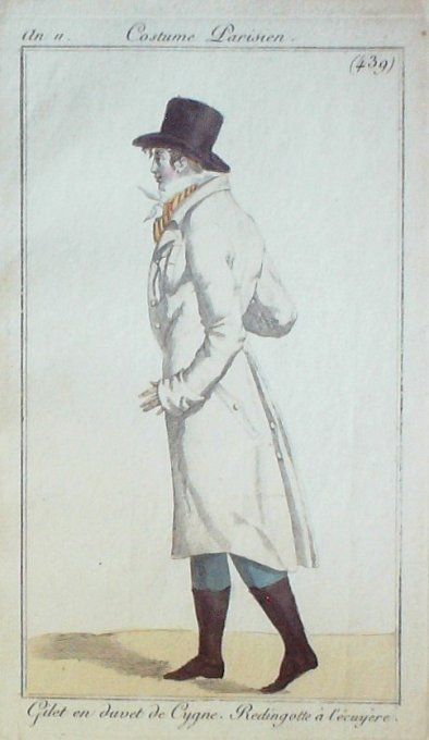 Gravure Mode Costume Parisien 1803 an 11 # 439 (eau forte old Fashion plate