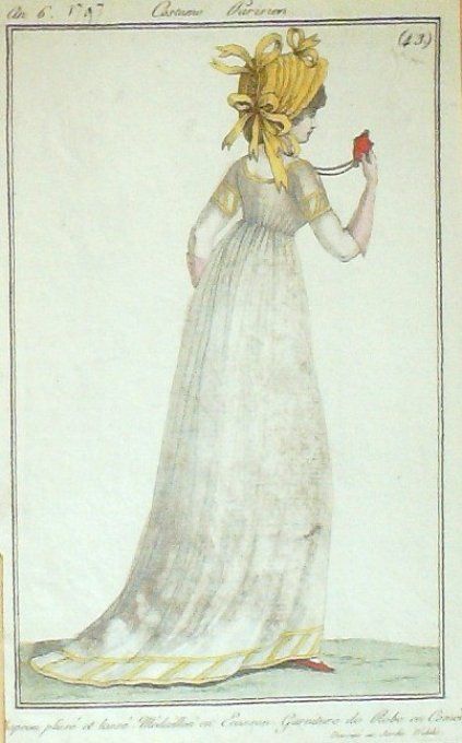 Costume Parisien 1797 an 6 # 43 (eau forte) (ex #27) Robe en Comète médaillon canezou