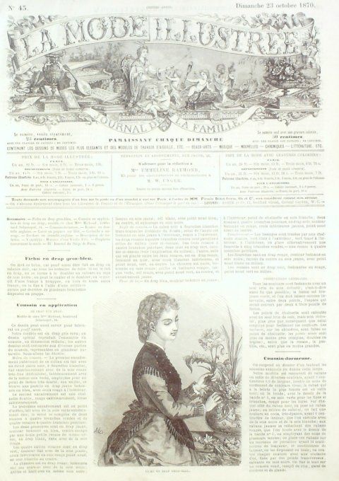 Journal Mode illustrée 1870 # 43 Fichu en drap