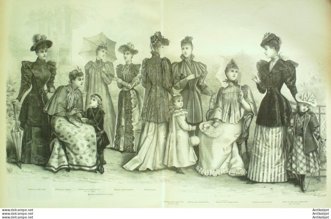 Gravure de mode La Mode illustrée (Maison Coussinet) Pardessus printemps