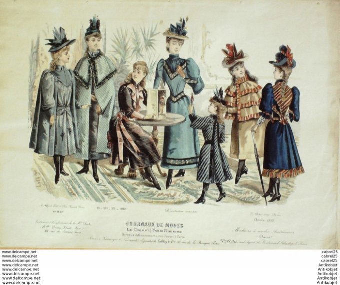 Gravure Mode Le Coquet 1892 # 40 (Old Fashion plate)