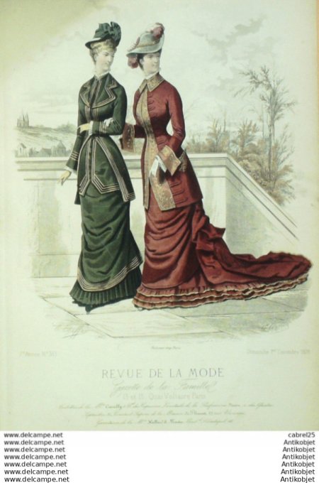 Gravure Mode La Gazette 1878 # 361 (Old Fashion plate)
