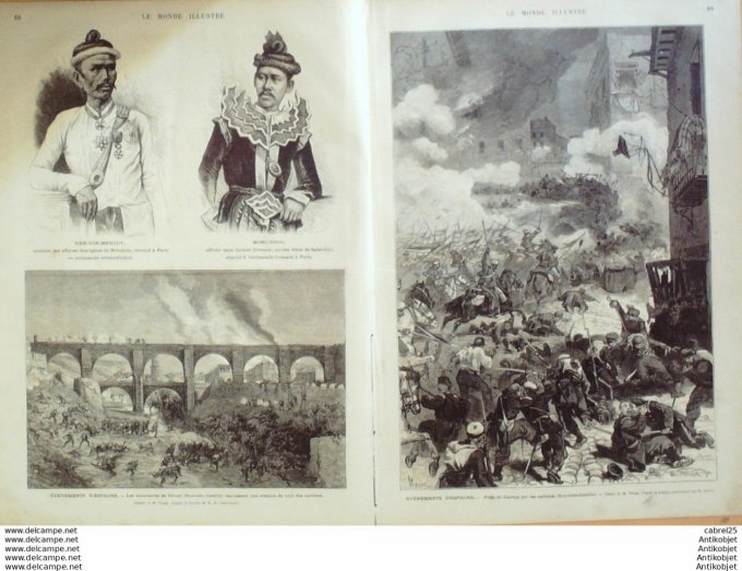 Le Monde illustré 1874 n°903 Avignon Pétrarque Barthelasse (84) Italie Arqua Birmanie Ken Von Menguy