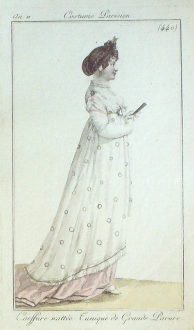 Gravure Mode Costume Parisien 1803 an 11 # 440 (eau forte old Fashion plate