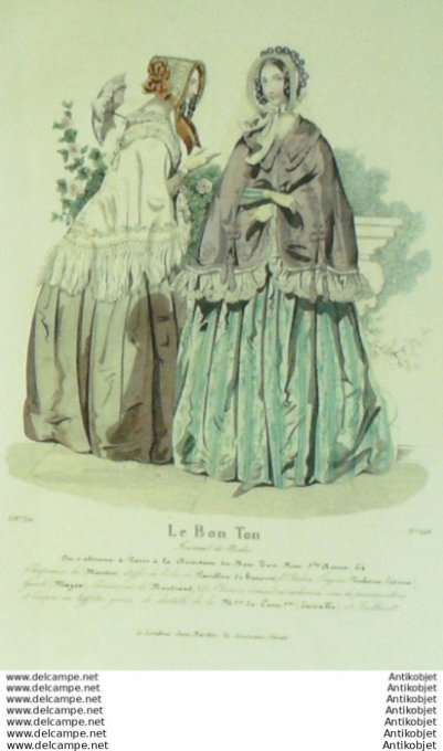 Gravure Mode Le Bon Ton 1841 # 628 (aquarelle old fashion plate)