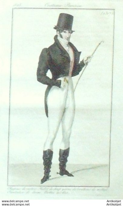 Gravure Mode Costume Parisien 1825 # 2317 (eau forte old Fashion plate