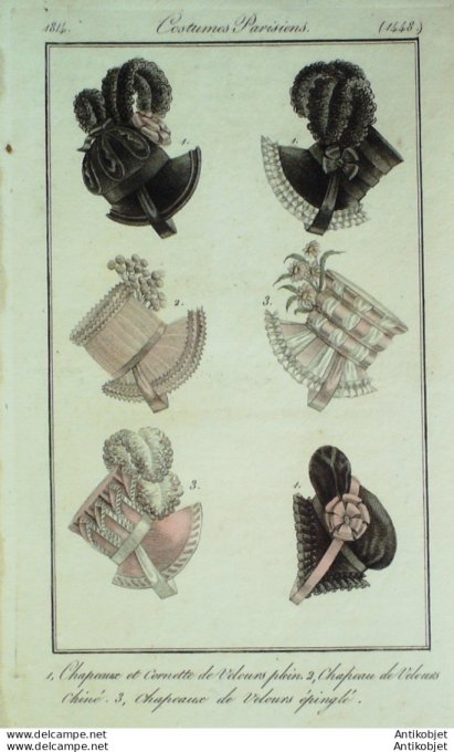 Costume Parisien 1814 # 1448 Cornette de velours