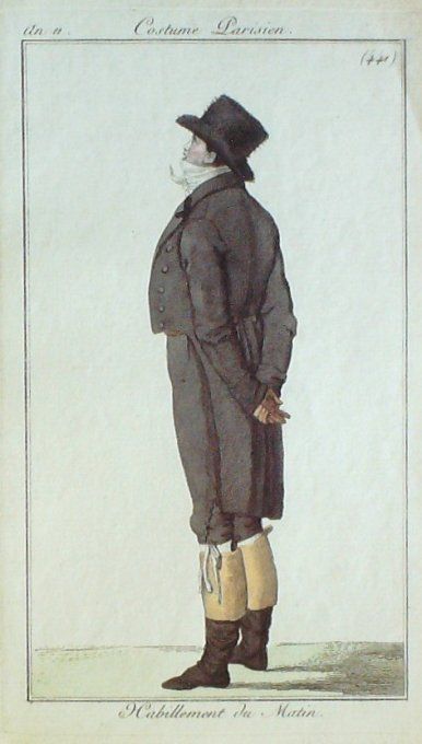 Gravure Mode Costume Parisien 1803 an 11 # 441 (eau forte old Fashion plate