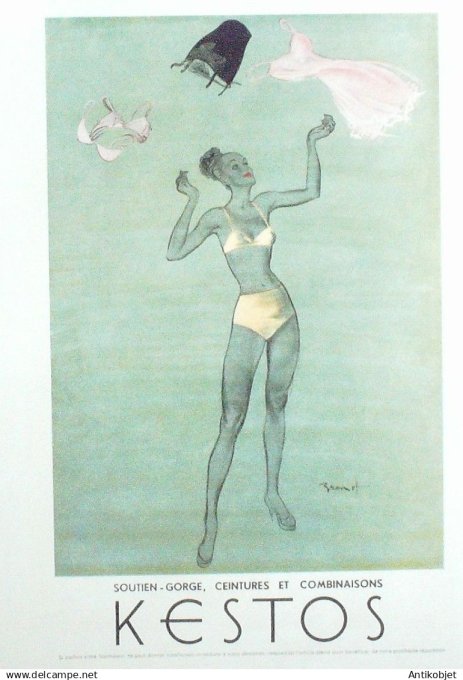 Publicité Lingerie Kestos Vahiné Signée Brenot 1953