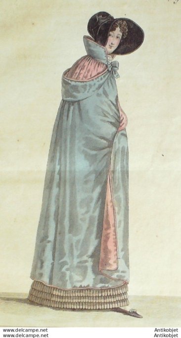 Gravure de mode Costume Parisien 1820 n°1951 Pelisse de Lévantine ouattée