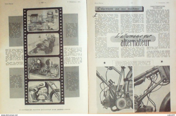 Moto Revue 1951 n° 1062 Ydral Allumage alternateur freins hydrauliques Excelsior 125