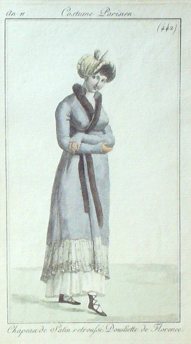 Gravure Mode Costume Parisien 1803 an 11 # 442 (eau forte old Fashion plate