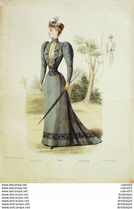 Gravure Mode Le Coquet 1892 # 22 (Old Fashion plate)