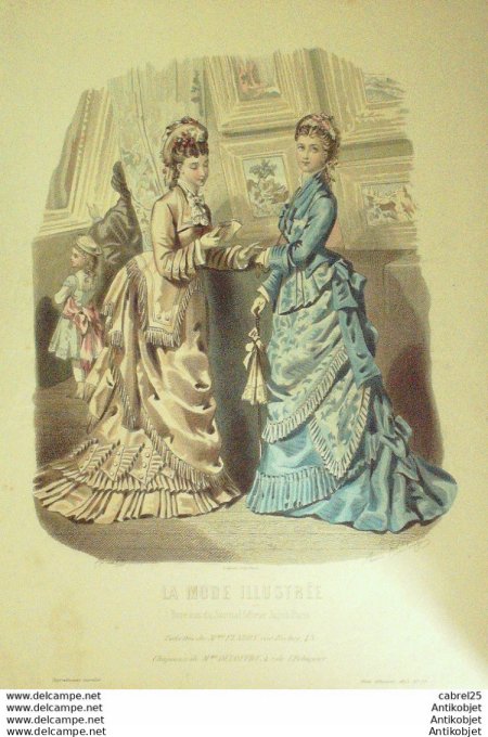 Gravure de mode La Mode illustrée 1875 n°29 (Maison Fladry)
