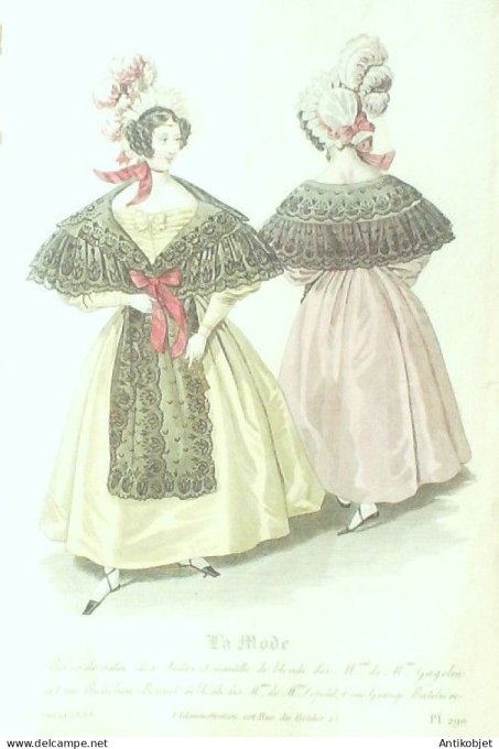 Gravure La mode 1833 # 290 (aquarelle old Fashion plate)