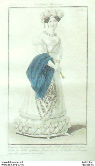 Gravure Mode Costume Parisien 1825 # 2310 (eau forte old Fashion plate