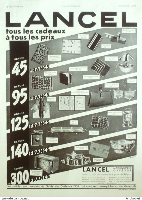 Publicité Luxe Lancel signée Holt 1931