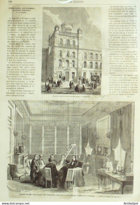 Le Monde illustré 1863 n°346 Portugal Lisbonne Dom Luiz Compiègne (60) Locomotions aériennes